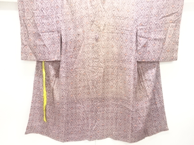 JAPANESE KIMONO / ANTIQUE MON KINSHA ABSTRACT FLOWER PATTERN HITOEJUBA